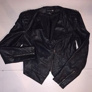 Studded faux leather jacket - spiked jacket